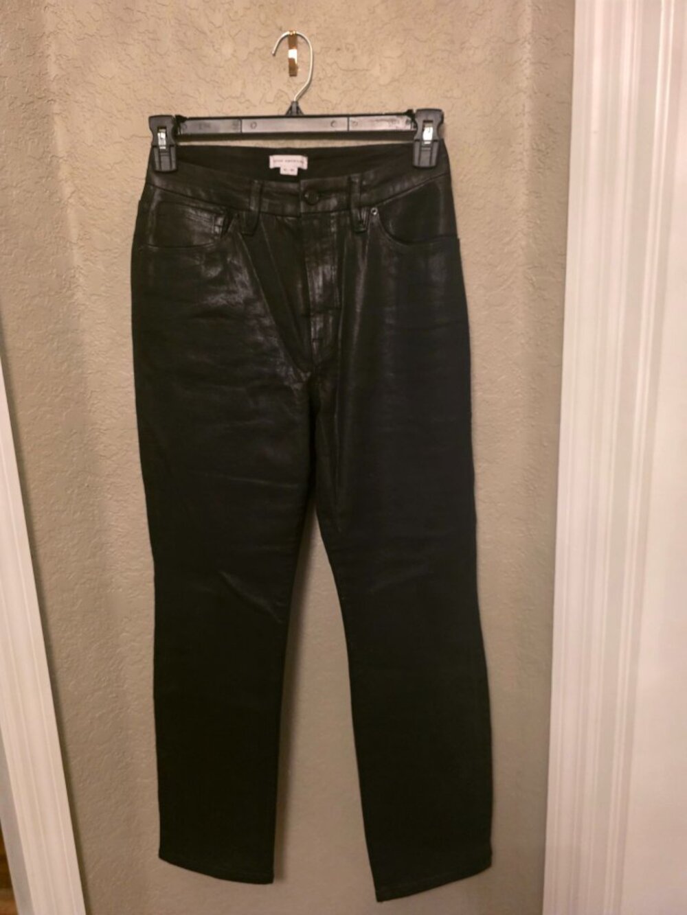 Good American Black Straight Coated High Waist Jeans size 30